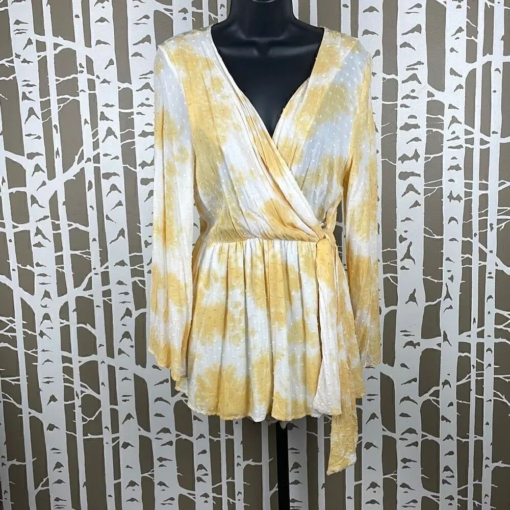 Peach Love Tie Dyed Swiss Dot Romper M